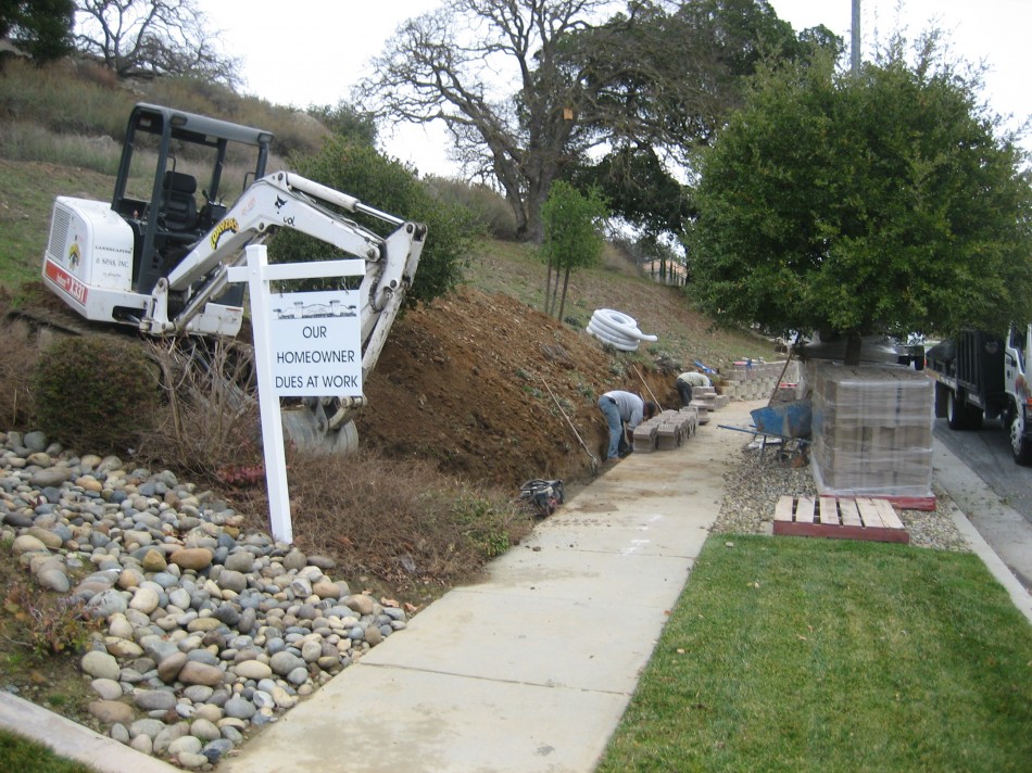 Hillside retaining wall project